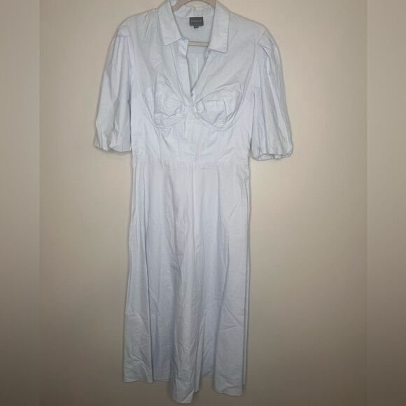 Bardot Corset Midi Shirt Dress In Cornflower - Picture 6 of 6